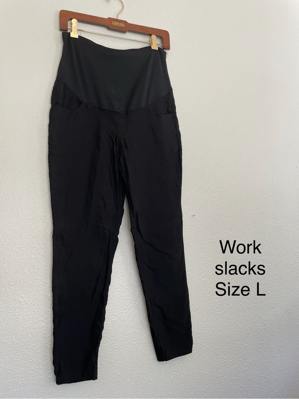 Black Maternity Work Pants - Women's Stretch Waist Slacks